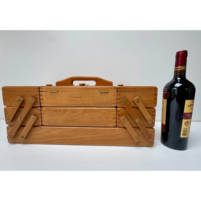Mid-Century Romanian Beechwood Cantilever Sewing Box, 1970s For Sale - Image 16 of 16