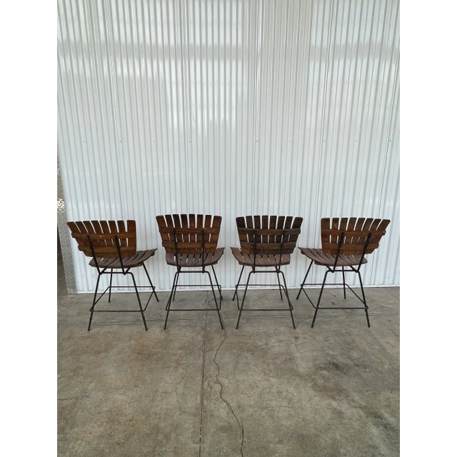 Mid Century Modern Wooden Bentwood Slatted Chairs With Iron Bases - Matching Set of 4 For Sale In Birmingham - Image 6 of 11
