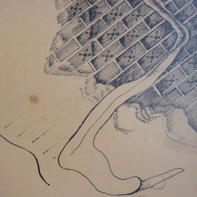 Surreal Architectural Composition, Pen and Ink Drawing, 20th Century For Sale - Image 4 of 7