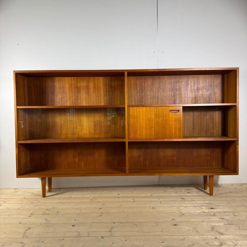Vintage Teak Bookcase with Glass Doors - Clausen & Son (Denmark, 1960s)