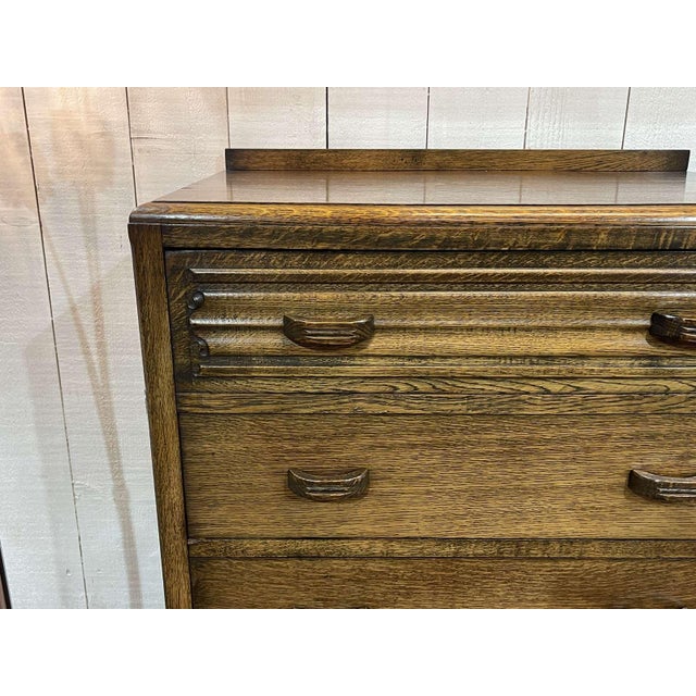 English Art Deco Style Oak Chest of Drawers, 1950s For Sale - Image 13 of 15
