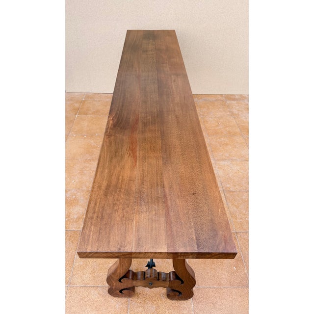 Spanish Rustic Carved Wood Console Table , Mid-20th Century For Sale - Image 9 of 14