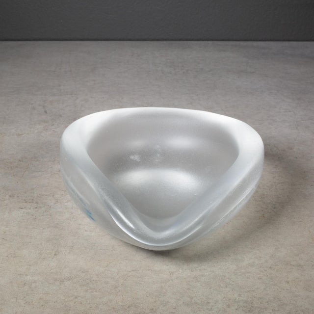 ABOUT Original frosted dish, signed on bottom K. Franck, Iittala. Shown with life size hand model for scale. CREATOR Kaj...