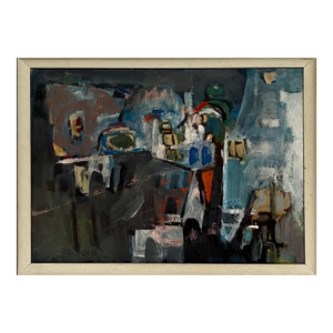 Zvi MairovichPolish Israeli Abstract Vibrant Cityscape Tel Aviv Modernist Painting Mairovich, c.1950's