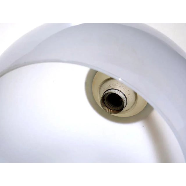 Cream Italian Metal & Frosted Glass Table Lamp, 1960s For Sale - Image 8 of 10