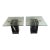 A Pair of Vintage Artedi Black Marquina Marble Glass Side Tables For Sale