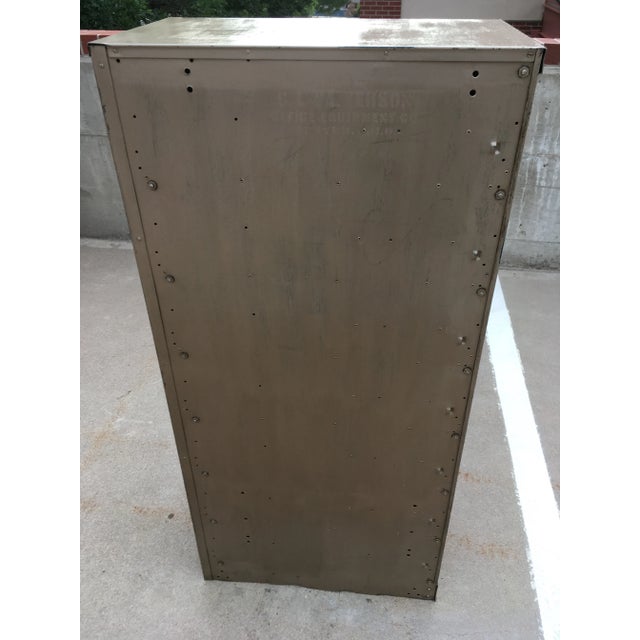 Historic Denver artifact Art Metal Construction Company 7-drawer vertical locking steel file cabinet, with Yale lock and...