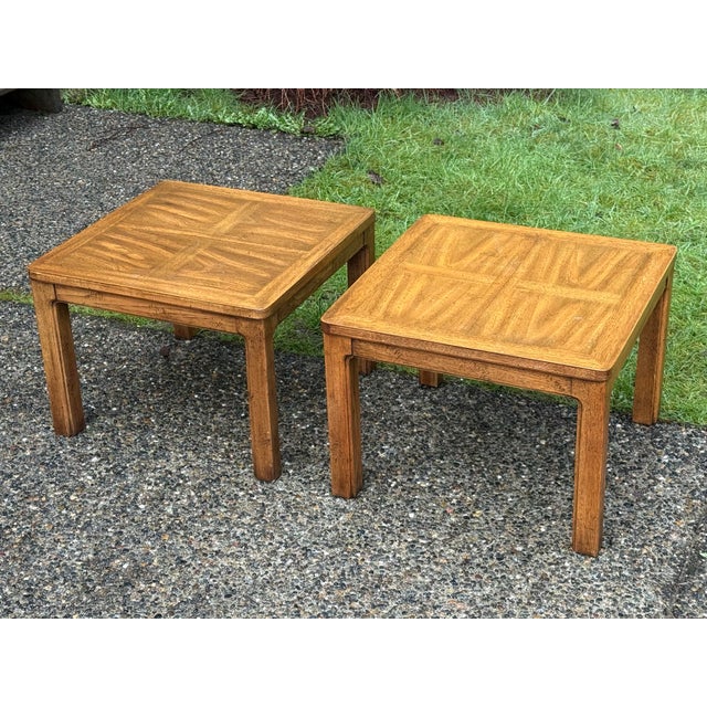 Mid-Century Modern Vintage Thomasville Furniture Asian Ming Style Parquetry End Side Tables For Sale - Image 3 of 8