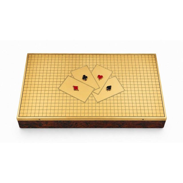 1950s Mid-Century Modern Italian Burl Wood and Brass Games Box, 1950s For Sale - Image 5 of 9