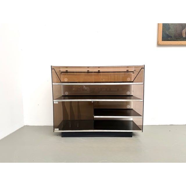 Plastic Smoked Acrylic Glass and Aluminum Hi-Fi Cabinet by Eric Maville, France, 1970s For Sale - Image 7 of 18
