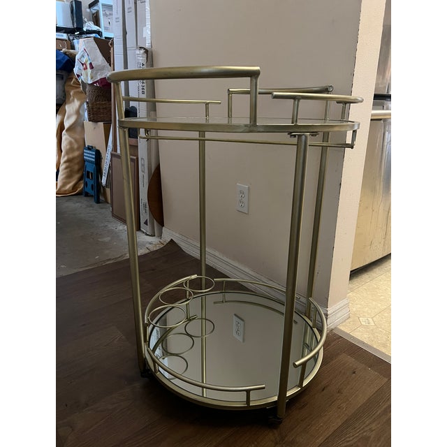 Champagne Vintage Rolling 2 Tier Champagne Bar Cart For Sale - Image 8 of 10