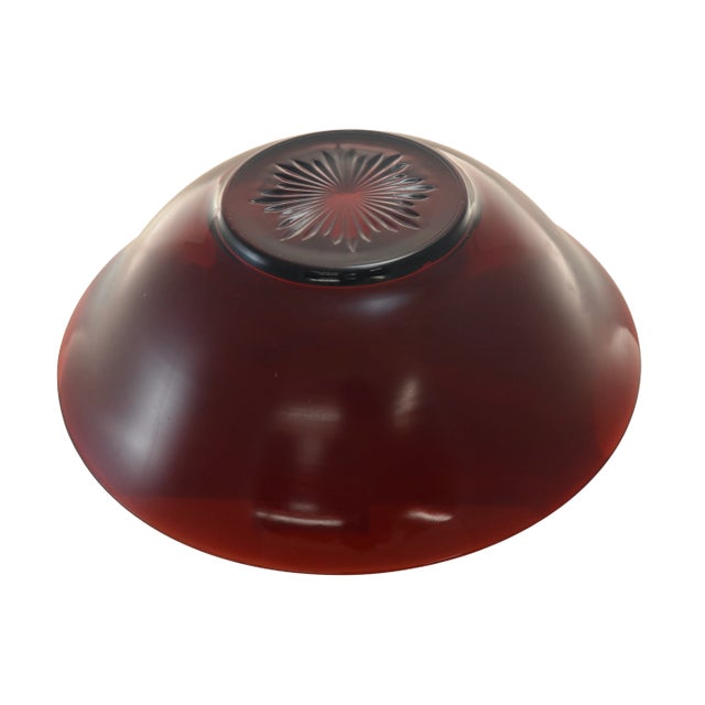 Traditional Ruby Red Glass 11” Bowl For Sale - Image 3 of 4