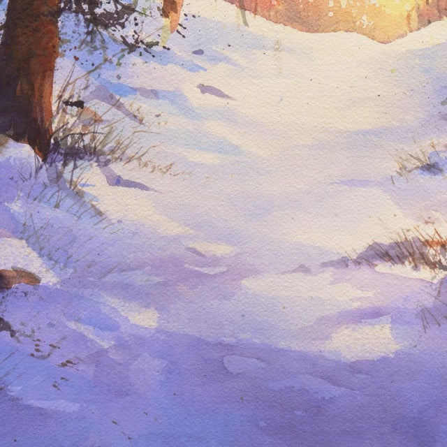 1970s 'Snowy Mountain Sunrise' by Harold Booth, Circa 1975, Museum of Fine Arts, Boston For Sale - Image 5 of 11