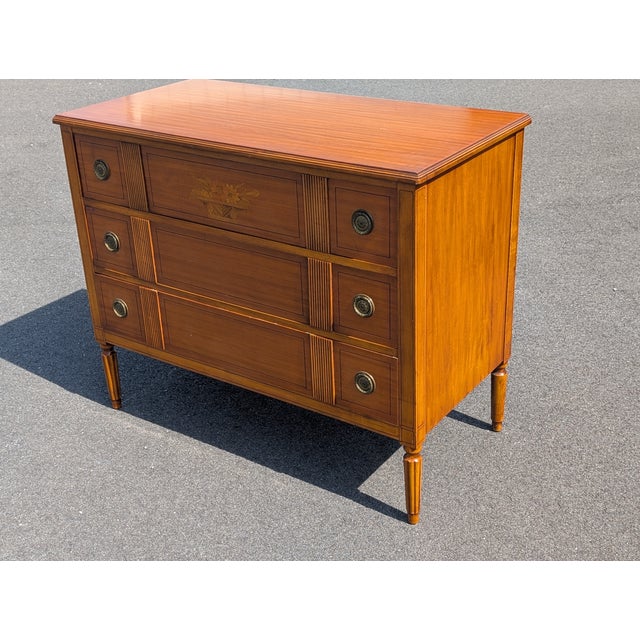 Vintage Hepplewhite Mahogany Commode Chest of Drawers With Stenciling For Sale - Image 9 of 14