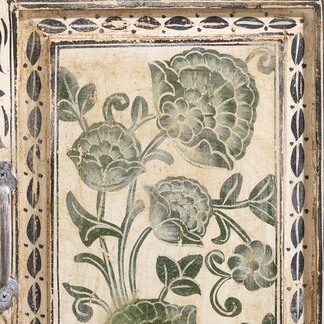 Cream Oriental Cream Floral Cabinet, 1940s For Sale - Image 8 of 11