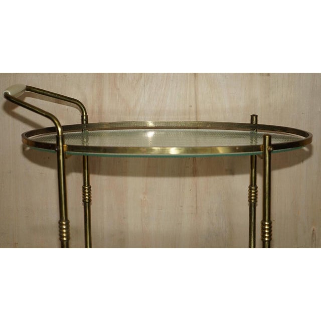 Art Deco Frosted Glass & Polished Brass Drinks Trolley, 1920s For Sale - Image 9 of 15