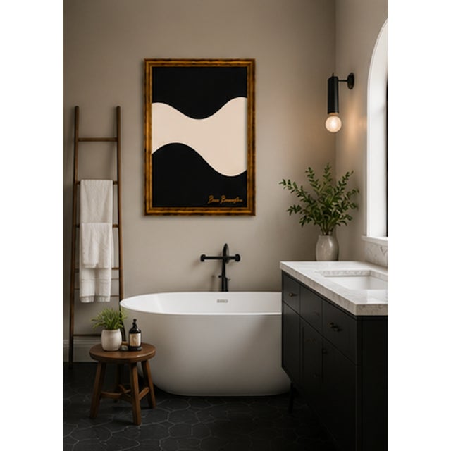 Title: Sculpted Space Modern Painting, Framed by Bryan Boomershine. A striking minimalist abstract composition by Bryan...