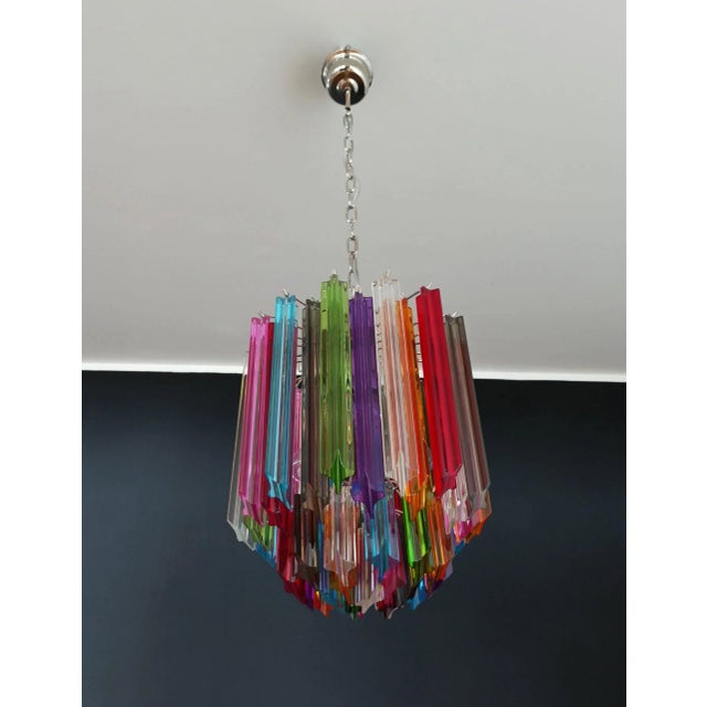 Medium Murano Glass Chandelier 47 Multicolored Prisms For Sale - Image 10 of 11