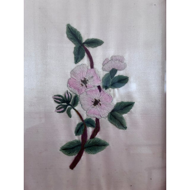 Set Vintage Flower on Silk Paintings, Embroidery Flower Art For Sale - Image 10 of 17