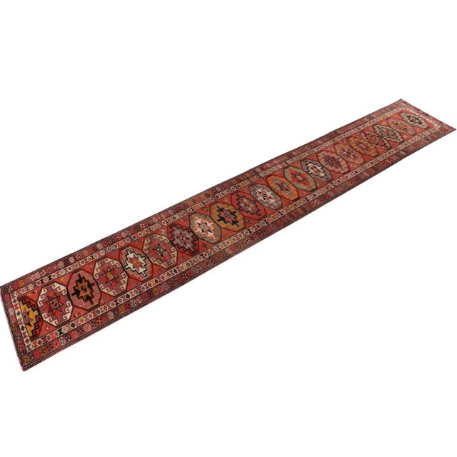 Rug & Kilim 1950s Vintage Tribal Runner in Red, Gold and Medallion Patterns by Rug & Kilim For Sale - Image 4 of 7