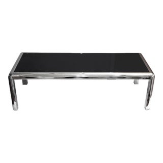 1970s Chrome and Glass Coffee Table For Sale