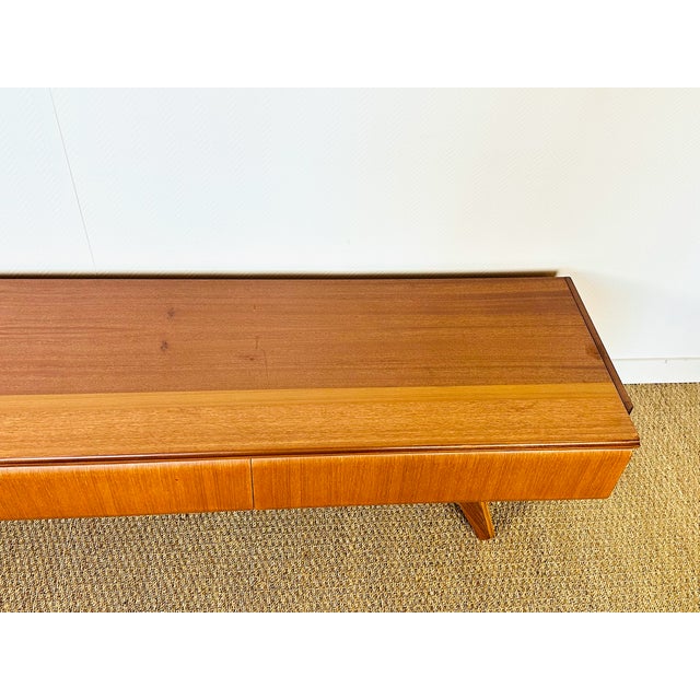 1960s Low Scandinavian Teak Sideboard with 3 Drawers and Splayed Legs, 1960 For Sale - Image 5 of 18