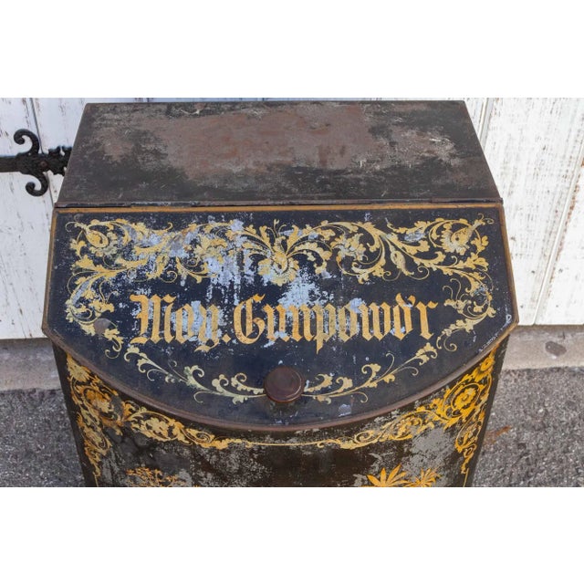 Antique Black & Gilt Chinoserie Drum Canister For Sale - Image 4 of 12