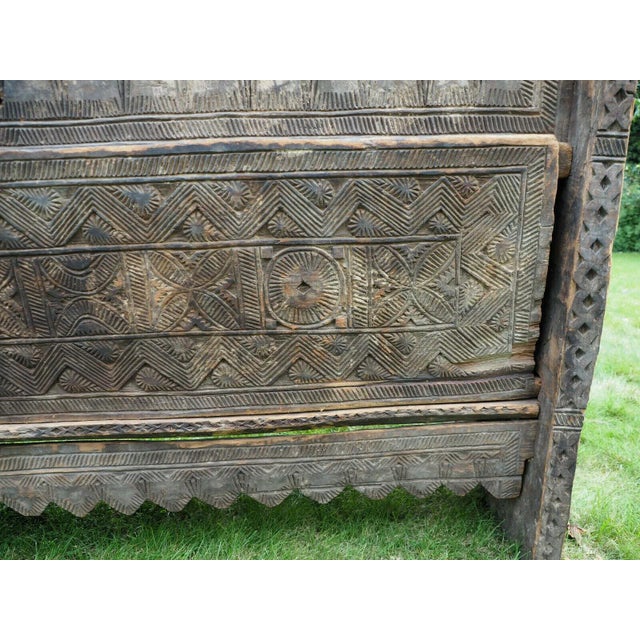 Wood Antique Orient Cedar Wood Treasure Dowry Chest from Nuristan Afghanistan, 19th Century For Sale - Image 7 of 12