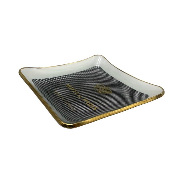Vintage Hotel De Paris Monte-Carlo Glass Ashtray Catchall Dish For Sale - Image 9 of 11