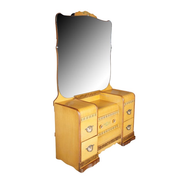 Mid 20th Century Vintage Late Art Deco Mahogany Waterfall Vanity ...