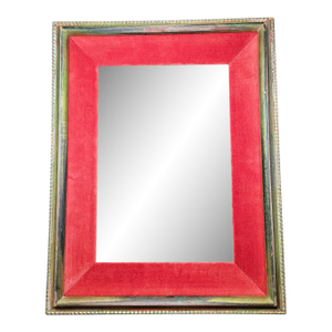 Festive, Convex Red Velvet Picture Frame With Gold Beaded Trim
