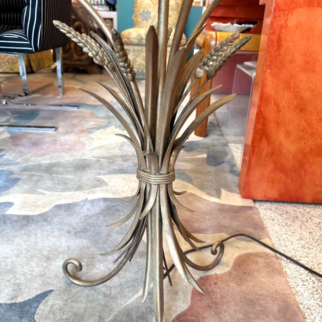 Vintage Capiz Shell Floor Lamp With Sheaf of Wheat Table For Sale In New York - Image 6 of 11