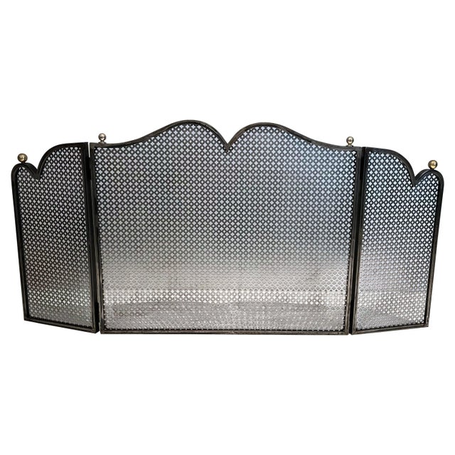 Modernist Steel and Brass Fireplace Screen For Sale - Image 13 of 13