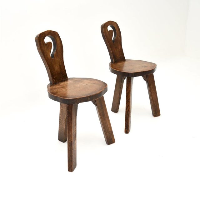 Mid-Century Modern Vintage Brutalist Side Chairs in Elm, 1950, Set of 2 For Sale - Image 3 of 10