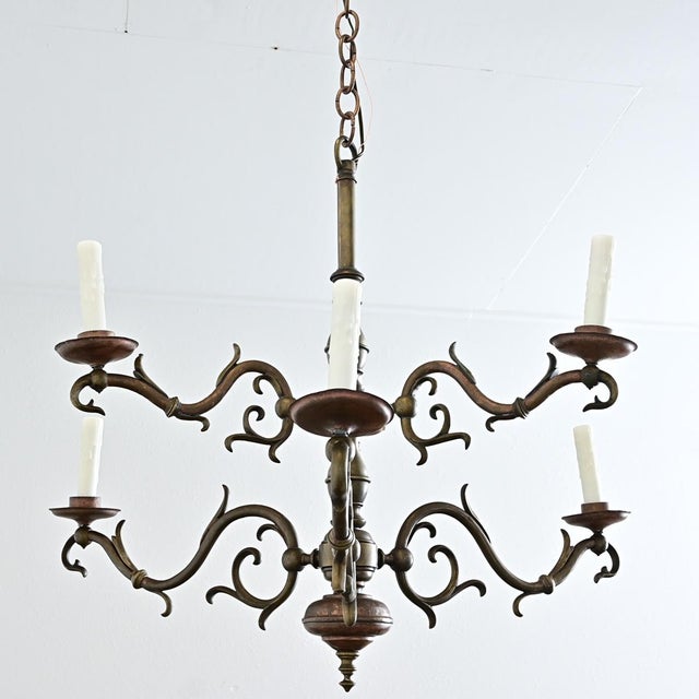 19th Century Traditional Brass Chandelier For Sale - Image 11 of 12