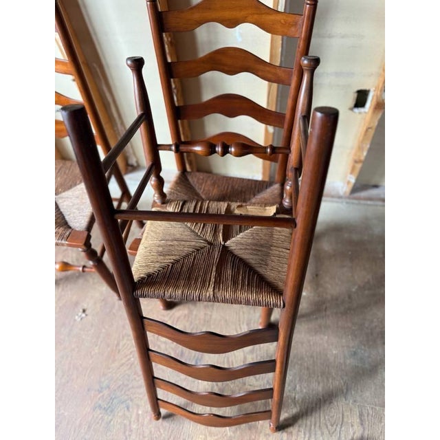 Henkel Harris Early American Rustic Style High Ladder Back Dining Chairs. Set of 6 For Sale - Image 18 of 18