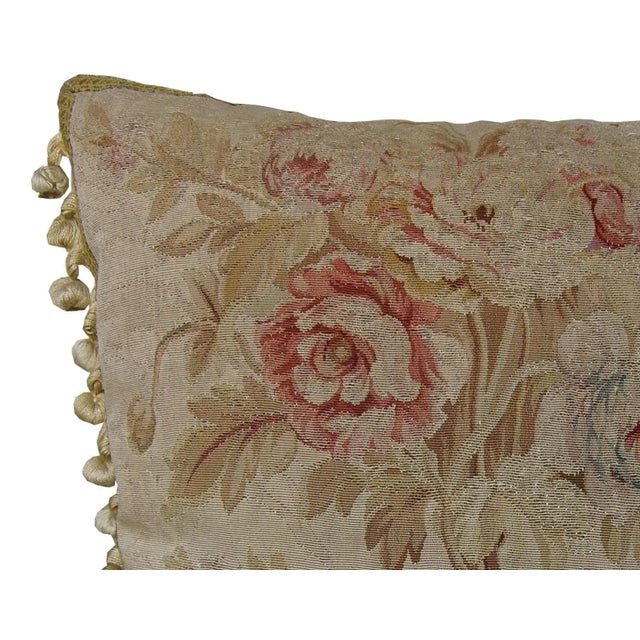 Antique French Silk Aubusson Tapestry Pillow For Sale - Image 4 of 9