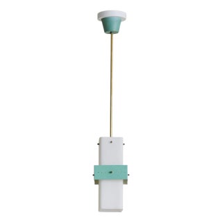 Italian Green Opaline Glass Pendant Light in the Manner of Stilnovo, 1950s For Sale