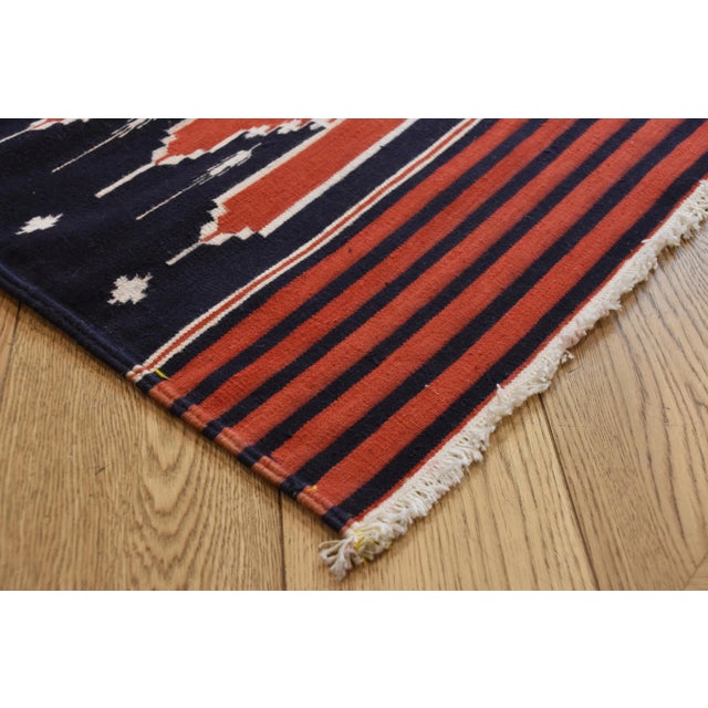 Indian Red, White, and Blue Mehrab Rug, 1970s For Sale - Image 10 of 16