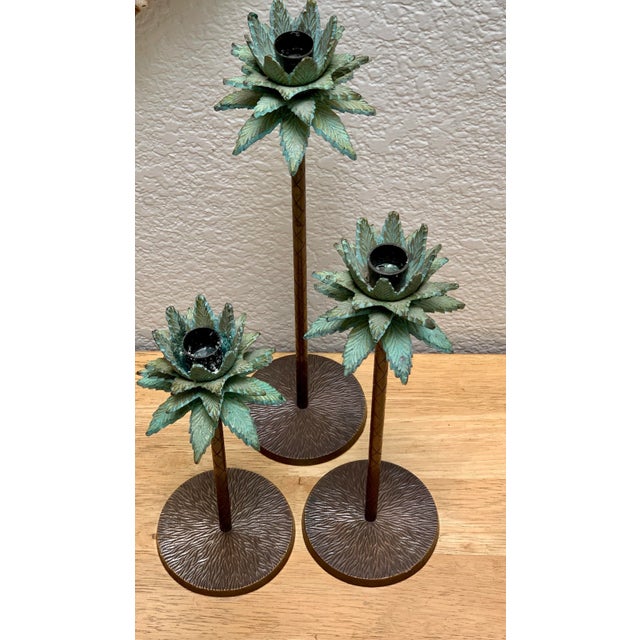 Vintage Palm Tree Candleholders- Set of Three For Sale In Sacramento - Image 6 of 6