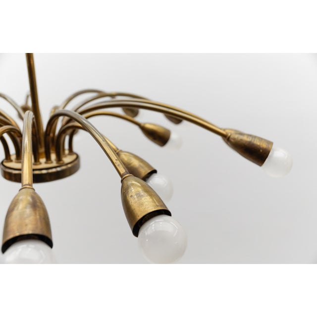 Large Mid-Century Modern Brass Sputnik Lamp, Austrian, 1950s For Sale - Image 9 of 15