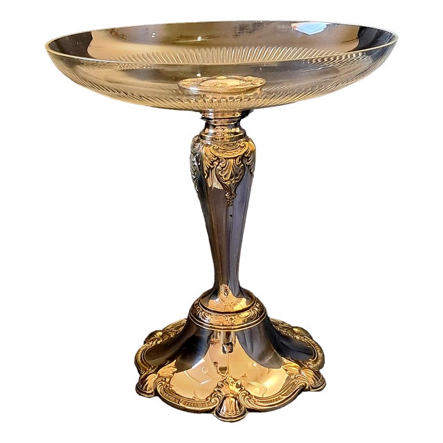 Silver-Plated and Cut Glass Tazza from WMF, 1910-1924 For Sale