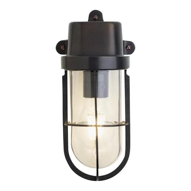 Wall light in solid brass with clear or frosted glass shade. Dimensions: width 123mm, height 259mm - projection 125mm....