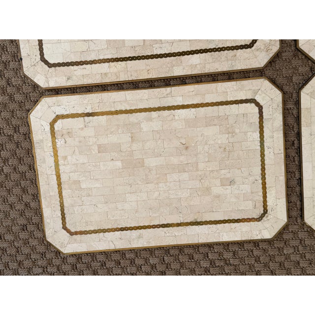 1980s 1980s Tessellated Stone Placemats From Maitland-Smith - Set of 5 For Sale - Image 5 of 12