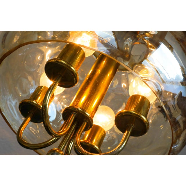 Mid-Century Glass & Brass Pendant Light, 1970s For Sale - Image 9 of 14