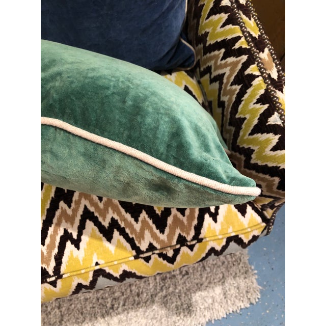 Traditional Classic Home Green Velvet Bolster Pillow Chairish