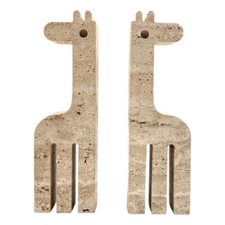 Modern Travertine Giraffe Bookends from Fratelli Mannelli, Italy, 1970s, Set of 2 For Sale