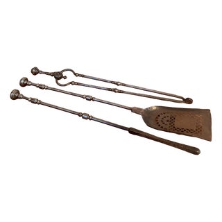 Antique 19th Century Steel Fire Irons, 1880, Set of 3 For Sale