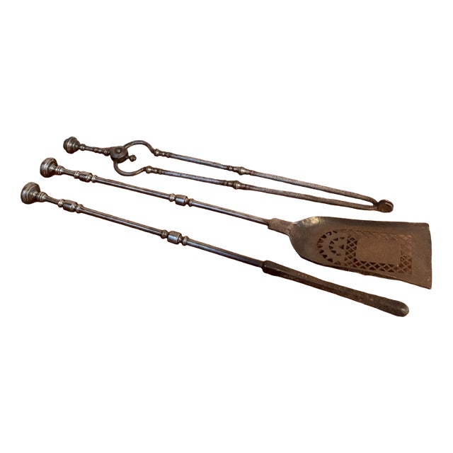 Antique 19th Century Steel Fire Irons, 1880, Set of 3 For Sale