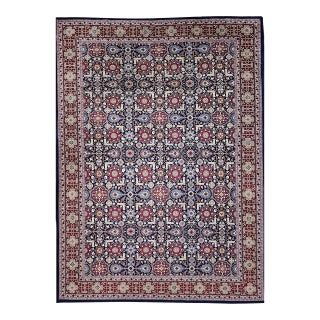 Vintage Persian Tabriz Afshan Rug, Hand-Knotted Wool, Allover Geometric Caucasian Kuba Pattern, Navy & Red, 7x10 For Sale